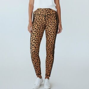 Aqua Athletic Leopard Print Leggings womens XS High Rise Performance Yoga Pants